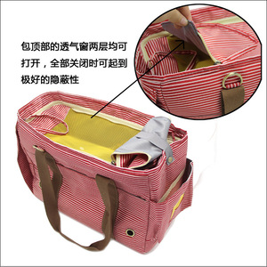 Bolsa de Transporte para Mascotas, Rayada Rosa, Portátil, para Perros y Gatos, Capacidad de 10L - Product Image 4