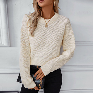 Women's <strong>Argyle</strong> Diamond Pattern Round Neck Oversized Pullover <strong>Sweater</strong> Preppy Knit Top - Product Image 2