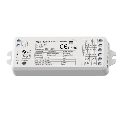 SKYDANCE 12-24V 5CH 5 In1 Tuya App ZigBee LED Controller RGBW RF LED CV Controller CCT LED Dimmer for LED Strip WZ5