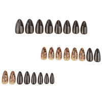 Meilleures ventes transfrontalières : Capsules d'ongles pré-dessinées prêtes à poser, collection Automne/Hiver, courtes, forme amande, motifs léopard et œil de chat