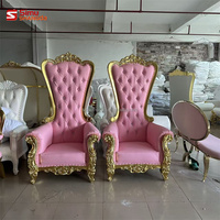 Chaises de luxe pour roi et reine, chaises de trône dorées pour les événements, la décoration de mariage et de fête