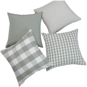 หมอนอิงผ้าฝ้ายทอแม่เหล็ก 100% ลายพืชและลายทาง - Product Image 1