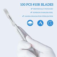 # Lames de scalpel chirurgical 10R en acier au carbone stériles jetables à bord arrondi pour le dermaplaning facial, les salons de beauté et de spa, 100 pièces