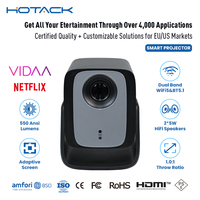 Projecteur portable intelligent Hotack OEM X5AM Full HD 1080P avec mise au point automatique - 5500 lumens, prise en charge 4K pour cinéma maison et utilisation en extérieur