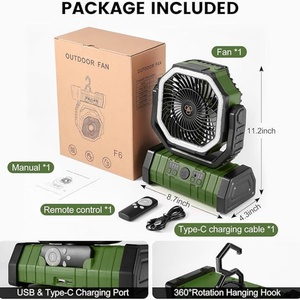 New 20000mAh USB Rechargeable Camping Solar <b>Fan</b> with LED Lights Automatic Oscillating Outdoor Tent <b>Fan</b> Car Use Made Plastic - Product Image 6