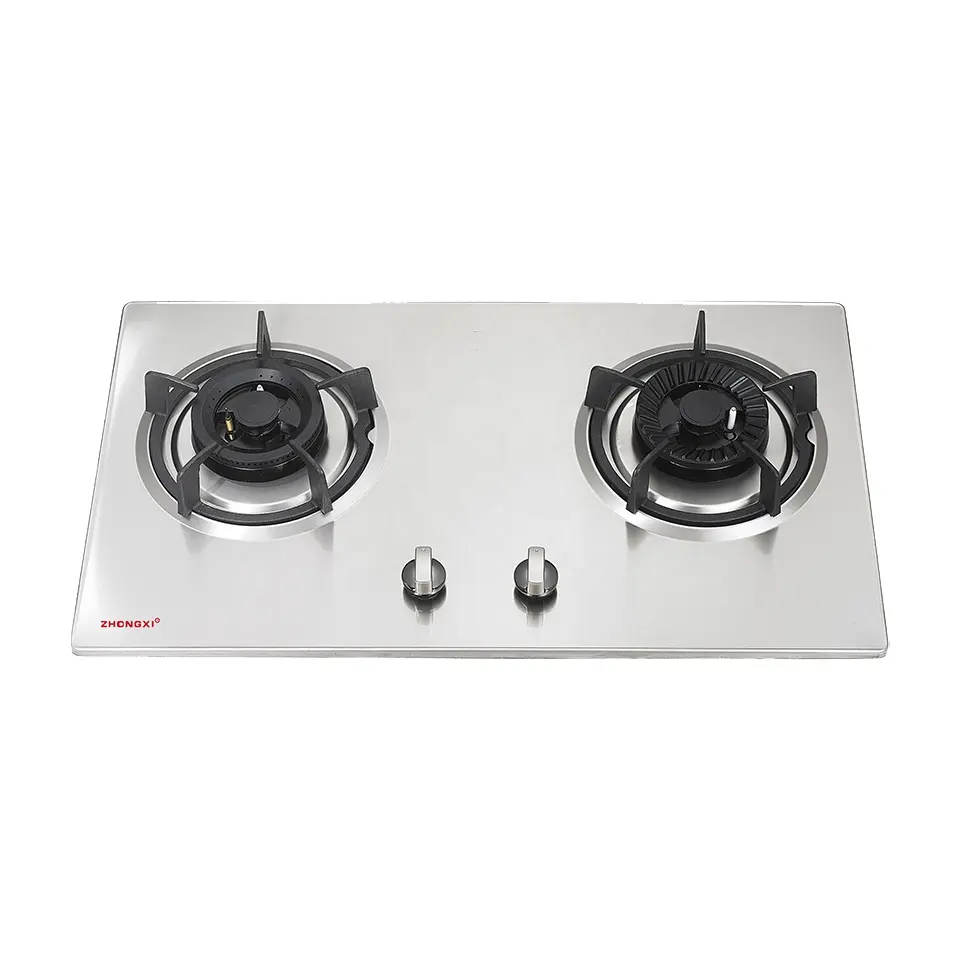 Coperchio In ottone 2 fuochi cucina a Gas integrata cucina acciaio inossidabile gpl NG stufa a Gas uso domestico dispositivo di sicurezza piani cottura a Gas integrati