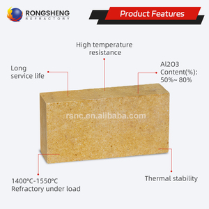 Chất lượng tốt nhất 50% 60% 70% 80% Al2O3 Hight alumina gạch dày đặc vật liệu chịu lửa bauxite gạch lò lót khối chịu nhiệt - Product Image 2