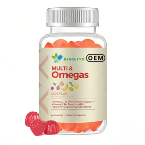 ויטמינים ותוספי תזונה טבעוניים לילדים בטעמים שונים, תווית פרטית OEM סיטונאי, עם אומגה 3 DHA EPA לבריאות המוח, תוסף גומי לילדים - Product Image 2