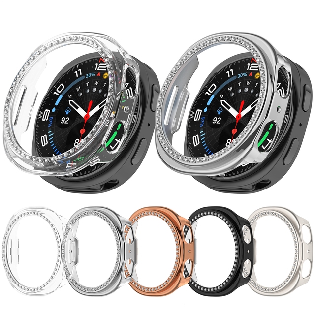 For Samsung Watch 8 Luxury Bling Diamond Bumper Hollow PC Protective Case Glitter Rhinestone Cover for Galaxy Watch 8 40mm 44 mm