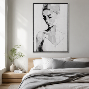 Dipinto a Olio di Alta Qualità 100% Fatto a Mano, Ritratto in <span class=keywords><strong>Bianco</strong></span> <span class=keywords><strong>e</strong></span> <span class=keywords><strong>Nero</strong></span> per Donna, Arte da Parete Incorniciata per Soggiorno, Ingresso, Decorazione d'Interni - Product Image 1
