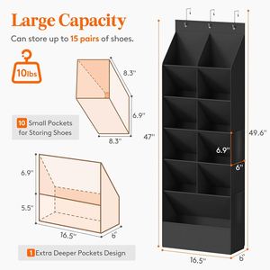 High Quality Modern Style 15-Pocket Door <b>Shoe</b> Organizer Stainless Steel Metal Fabric <b>Rack</b> New Release <b>Foldable</b> Convenient - Product Image 2