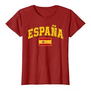 Camiseta con bandera de España para hombre, 100% algodón, manga corta, cuello redondo, camiseta estampada, ropa informal para fanáticos de los deportes - Product Image 1