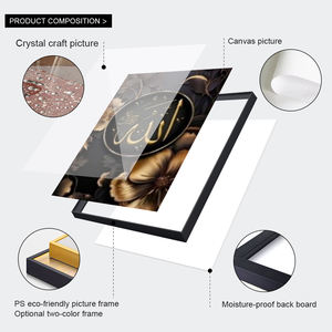 لوحات فنية إسلامية فاخرة بالخط العربي، لوحة قماشية ذهبية بعبارة 'أكبر الله'، فن إسلامي حديث لتزيين جدران الغرف الداخلية - Product Image 4