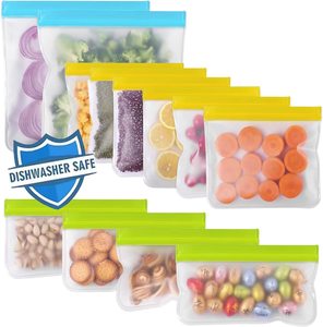 Portable Kitchen Low <b>Mop</b> Reusable Peva Food Storage Bags <b>Flat</b> and Stand up PEVA Food Storage Freezer Bag - Product Image 4