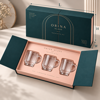 Boîtier en carton rigide estampé pour collections de verrerie, avec porte double et recyclable