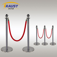 Barrières de contrôle de foule en acier inoxydable Traust avec corde rouge, pour la gestion des files d'attente publiques, barrière de sécurité pour événements avec corde de signalisation