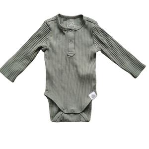 OEM personalizable bebé mameluco Onesie 95% bambú y 5% Spandex manga larga acanalado tejido de punto cierre de cremallera para la primavera - Product Image 1