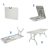 Tables et chaises pliantes réglables pour salle de sport en plein air, rectangulaires, en plastique, légères et portables