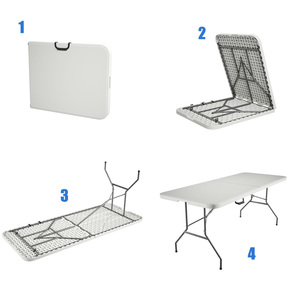 Tables et chaises de fête en vente directe <span class=keywords><strong>d</strong></span>'usine, tables pliantes réglables, tables rectangulaires en plastique, tables pliantes portables - Product Image 4