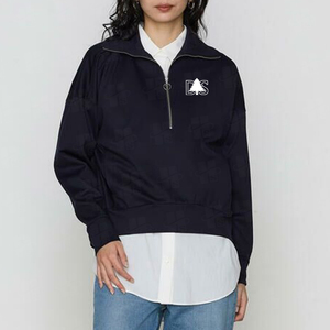 Sudadera con capucha de media cremallera para mujer al por mayor, cuello simulado, hombros caídos, oversize, de algodón, ajuste holgado, cremallera de cuarto, personalizada - Product Image 3