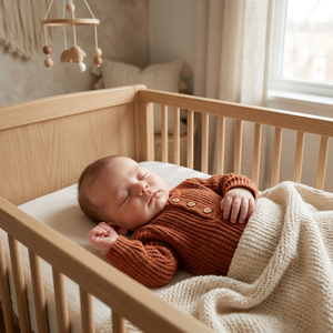 Combinaison en tricot pour bébé, combinaison en maille côtelée, couleur terre cuite, manches longues, avec boutons en <span class=keywords><strong>bois</strong></span>, vêtements chauds pour bébé pour l'automne - Product Image 5