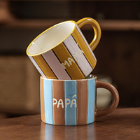 Mug en céramique de style Ins à rayures contrastées de haute qualité, pour couple, parent-enfant, usage domestique ou de bureau, pour café et eau
