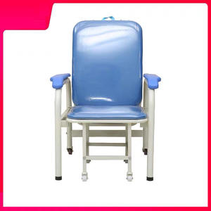 Silla de Acompañante para Hospital, Plegable, Inclinable, Multifuncional, Portátil, con Ruedas, Asiento de Espuma Azul - Product Image 3