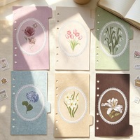 Nuevo Juego de 6 Separadores Florales Vintage A6 de 6 Agujeros para Cuaderno, Índice de Clasificación, Tarjetas de Índice para Cuaderno de Hojas Sueltas