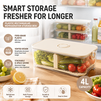 Boîte de rangement rectangulaire robuste pour réfrigérateur, idéale pour la conservation des aliments frais en cuisine, grand récipient en plastique hermétique pour congélateur