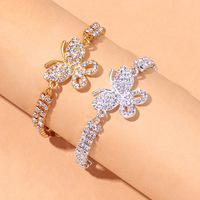 Chaîne de pied de mode personnalisée pour les filles strass tennis cheville bijoux plaqué or papillon bracelets de cheville pour les femmes