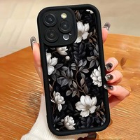 Étui de protection antichoc en TPU avec motif floral Magnolia et design d'objectif en échelle pour iPhone 12 13 14 15 16 17 18 Pro Max