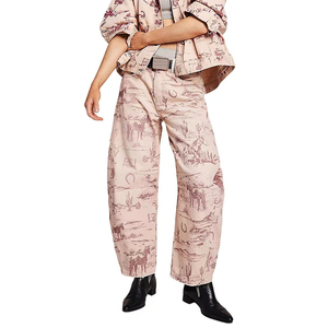 Pantaloni alla caviglia 2025 <span class=keywords><strong>Jeans</strong></span> a botte <span class=keywords><strong>Boyfriend</strong></span> Chic stampati da <span class=keywords><strong>donna</strong></span> con stampa Chic a gamba larga <span class=keywords><strong>Jeans</strong></span> Y2k Patchwork - Product Image 3