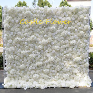 Fondo de pared de flores enrollable de tela de 8ft x 8ft para eventos, decoración de boda, flores artificiales, pared de seda, decoración de flores de pared - Product Image 1
