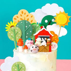 Pastel de cumpleaños para hornear, decorar, tema de granja, ñoquis, oveja, ñoquis, vaca, adorno de pastel de cumpleaños para niños - Product Image 5