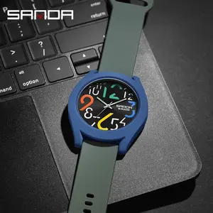 Reloj SANDA 9021, Nuevo Modelo 2024, Creativo, Simple, Casual, Resistente al Agua, Correa de Silicona, Reloj de Cuarzo Blanco para Mujer y Hombre - Product Image 4