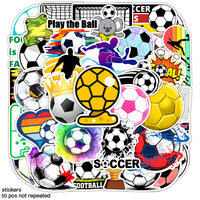 50 autocollants créatifs en vinyle brillant découpés à la forme de ballon de football, écologiques, 4-8 cm, imperméables pour ordinateurs portables, bagages, bouteilles d'eau