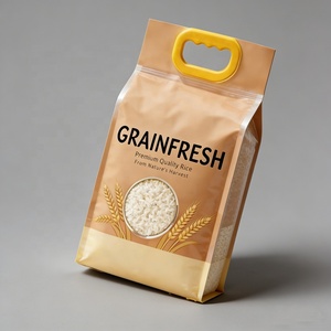 Sacchetto Personalizzato con Stampa Termosaldata Doypack a Fondo Piatto, Sacchetto in Plastica Resistente per Alimenti, Sacchetto Stand-up per Cereali e Riso con Manico Fustellato - Product Image 5