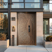 Porte d'entrée blindée en aluminium de qualité supérieure, à rupture de pont thermique, étanche, anti-froid, insonorisée, avec charnières cachées, double porte asymétrique pour manoir