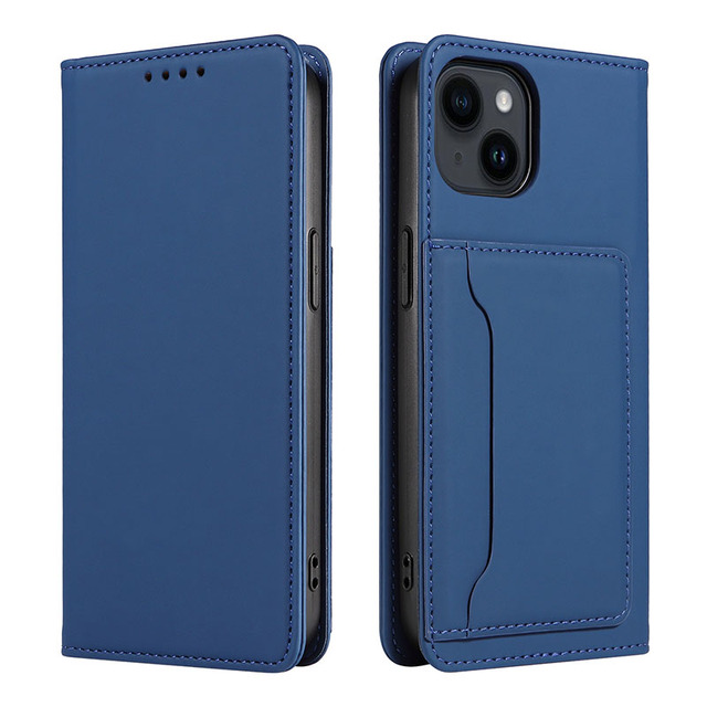 PU Leather Magnetic Flip Protective Back Cover with Card Slot Wallet Phone Case for iPhone 16 15 Pro Max 14 13 12 Pro