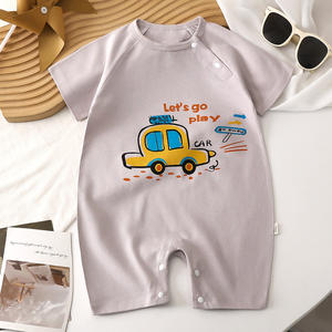 Mamelucos de bebé de manga corta de algodón orgánico, mono de bebé al por mayor para niños y niñas, tela de punto, ropa infantil de verano - Product Image 5