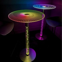 Table de bar en verre de style moderne avec éclairage intelligent RGB LED, taille personnalisable, commande tactile/sans fil pour la maison, le bar, la chambre ou l'hôtel