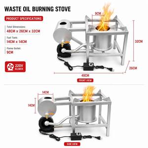 Fornello a Olio Esausto Multifuel ad Alta Potenza in Acciaio Robusto con Ventilatore 220V, Wok da 65cm per Cucina Commerciale, <span class=keywords><strong>Campeggio</strong></span> e Cucina all'Aperto - Product Image 2