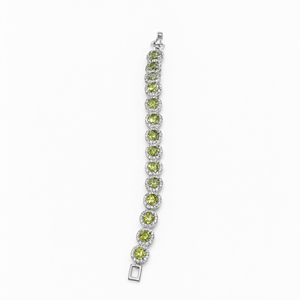 Pulsera de Peridoto con adornos de circonita cúbica, hecha en plata 925 con baño de rodio, pulsera de cristal para regalo - Product Image 2