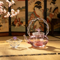 Bouilloire en verre borosilicate torsadé rose, design papillon, épaissie, ensemble théière et bouilloire 700 ml, best-seller