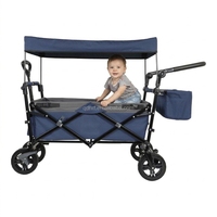 Chariot pliant robuste pour l'extérieur à 2 places avec auvent, chariot utilitaire pliable