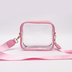 Promotional New Design Cute Gifts 9 Candy Colors Plastic Crossbody Purse Clear Stadium Bags Messenger Bag