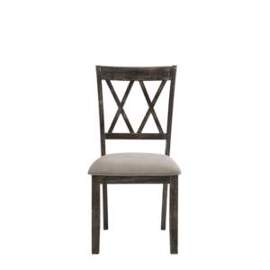DB Claudia II Set of 2 <b>Beige</b> Fabric & Weathered Gray Finish Side <b>Chairs</b> for Living Room - Product Image 3