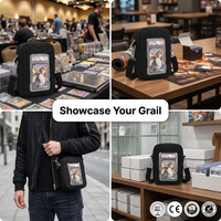 Bolso Bandolera Personalizado Pequeño para Exhibición de Tarjetas Graduadas con Ventana Transparente, de Nylon, para Coleccionistas de TCG y Fans del Anime, Bolso de Hombro para Tarjetas (Ita-bag)