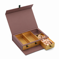 Boîte cadeau personnalisée de luxe en forme de livre avec tiroir magnétique, boîte rigide pour l'emballage de noix et de fruits secs, finition mate, logo doré