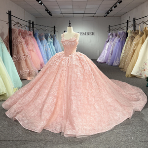 Robe de Quinceañera de luxe rose poudré Dy1552 avec appliques florales 3D, corset perlé, tulle scintillant, robe de bal de princesse Jancember - Product Image 2